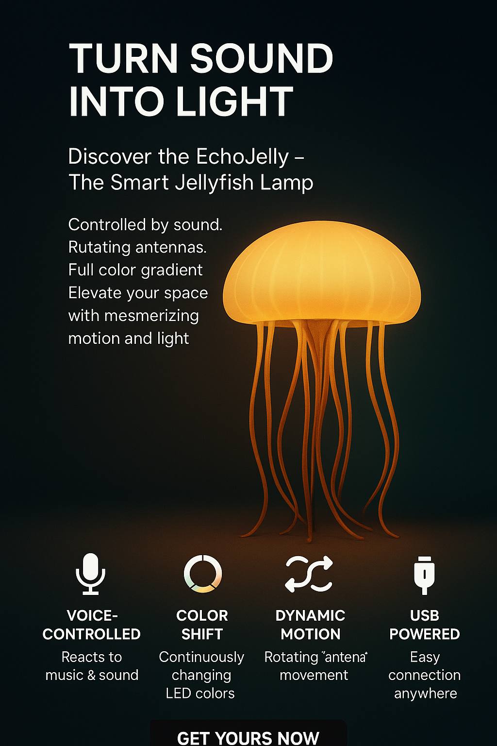 🐙 EchoJelly™ Lumina – The Sound-Reactive Jellyfish Lamp